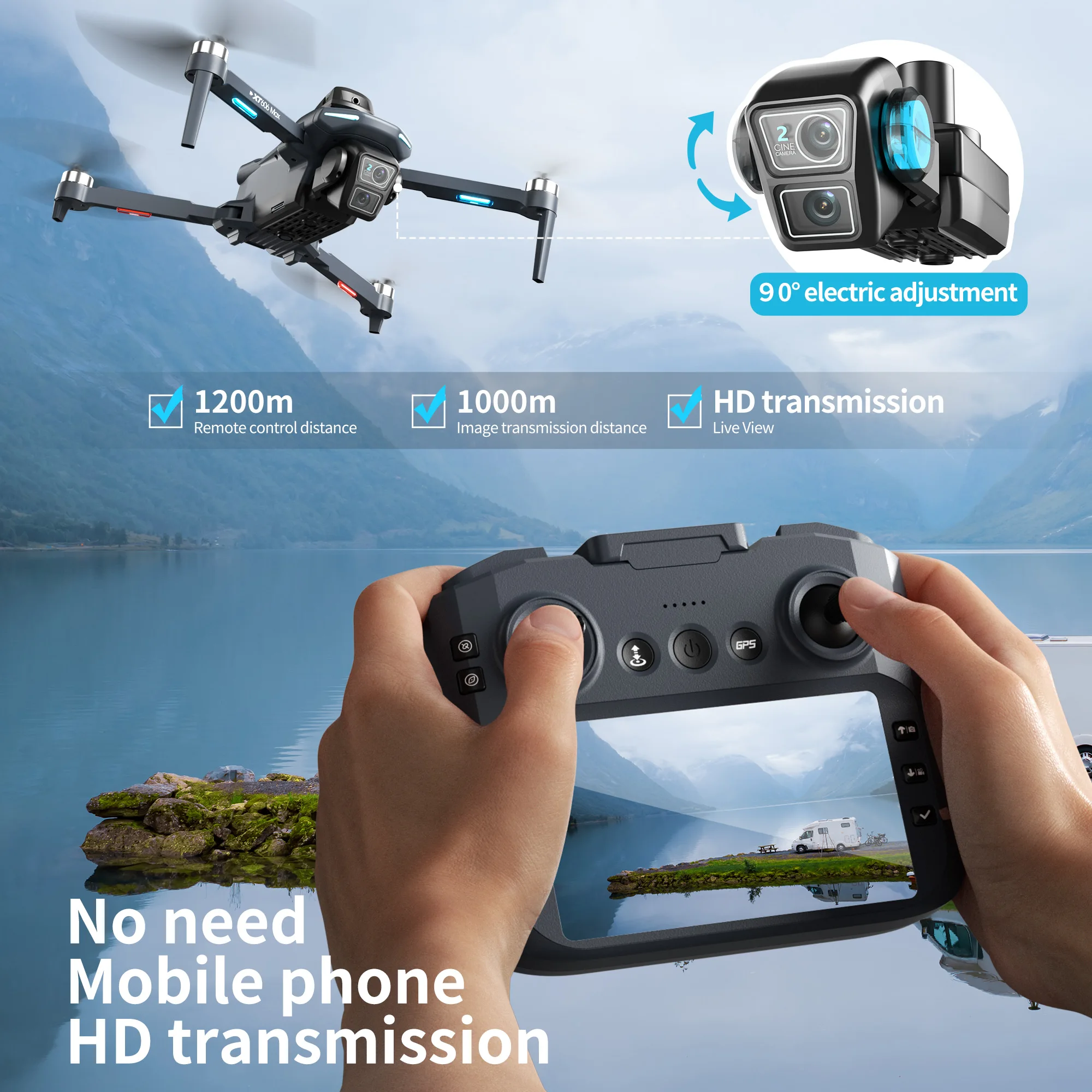 Dron GPS Original XT606 MAX HD - Rc Hobby China reseña y precio
